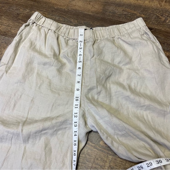 Quince 100% Linen Pants Womens Size XL Beige Pull On Elastic Cropped Tapered - Picture 4 of 11